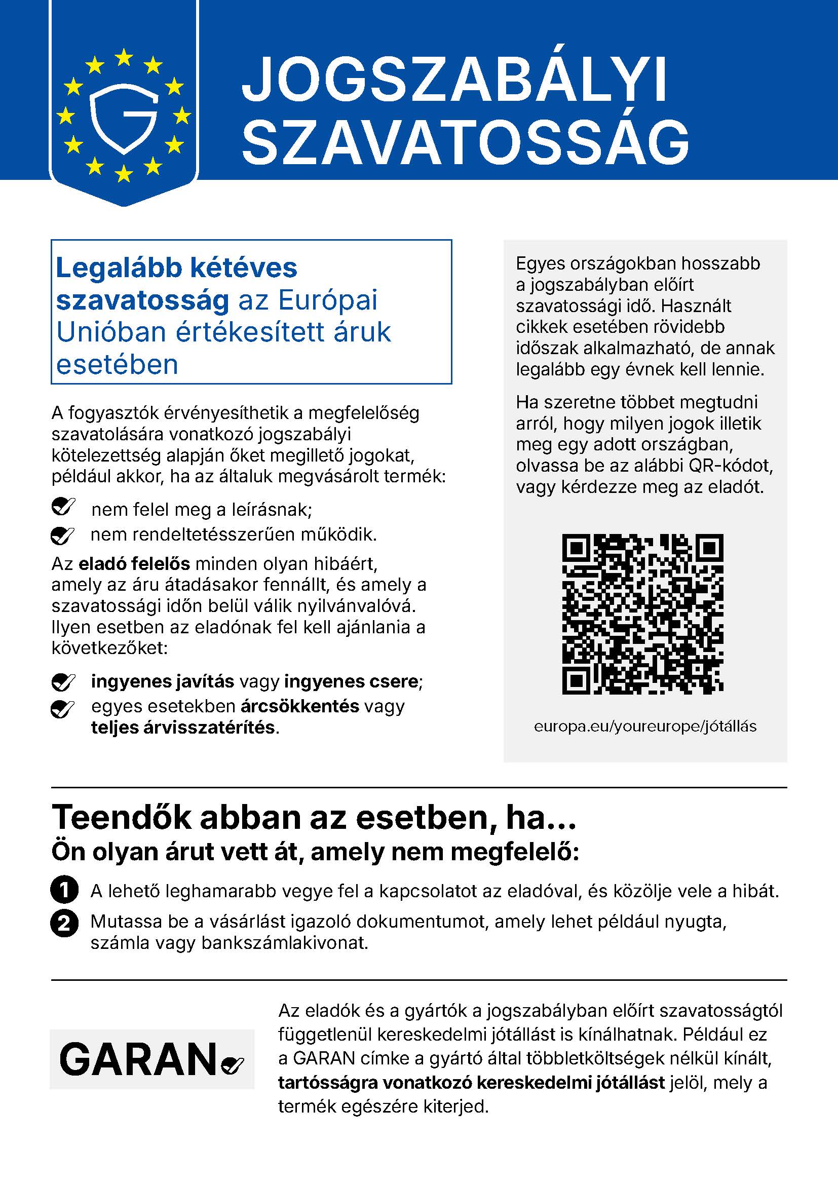 Vásárlói szavatossági jogok